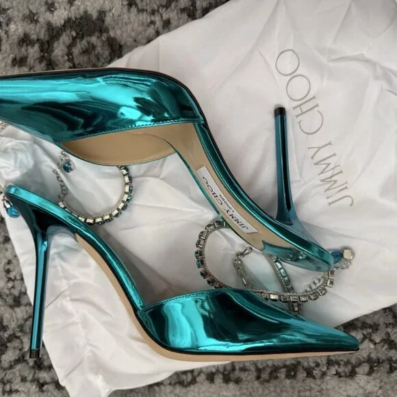Jimmy Choo Teal Stiletto Heels - Picture 9 of 10